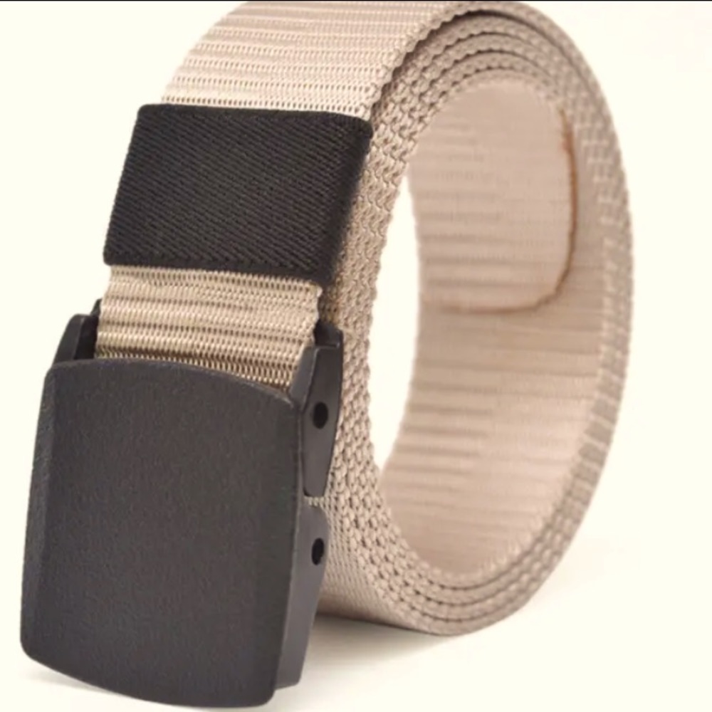 Nylon Tactical Belt tan with black buckle NWOT